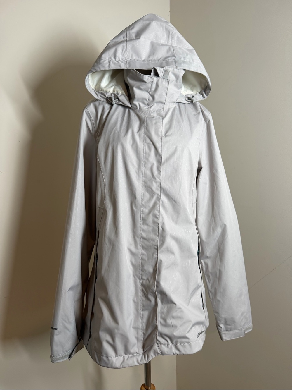 Eddie Bauer Women’s Lt. Grey Weatheredge -SZ L Tall- Insulated Rain Jacket Hood